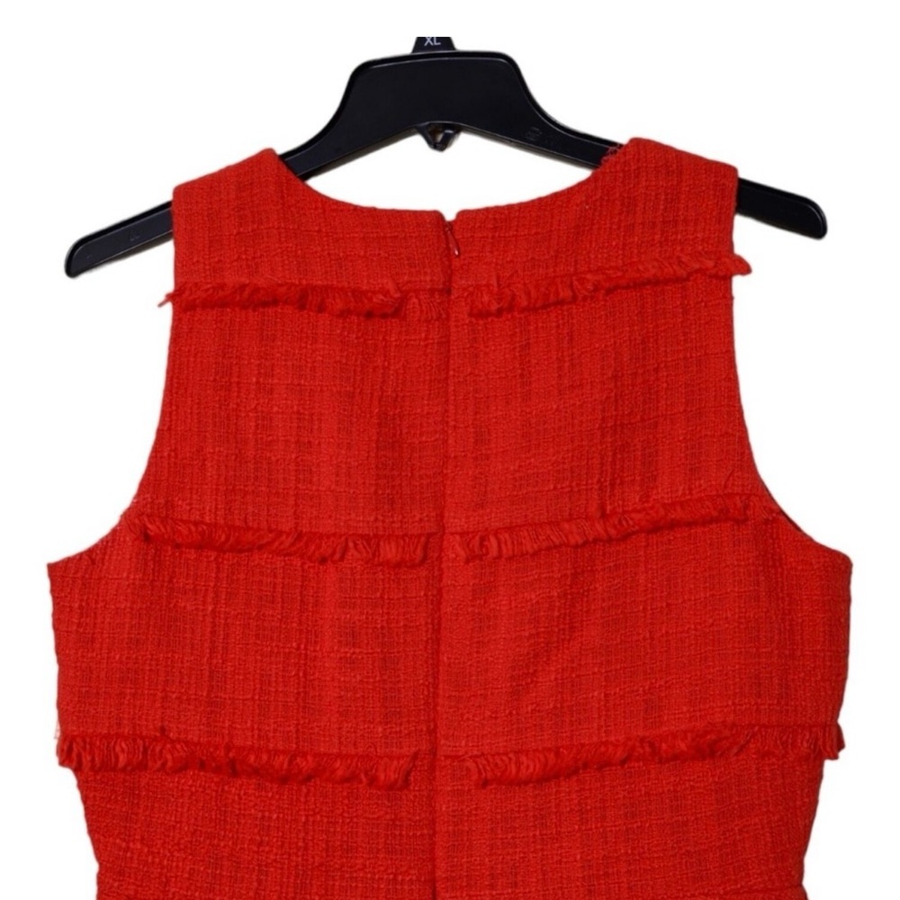 J. CREW Size 8 Sheath Dress Burnt orange/redTweed Texture Tiered Fringe Lined - Picture 10 of 12